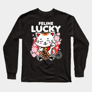 Feline Lucky Cat Japanes Art Long Sleeve T-Shirt